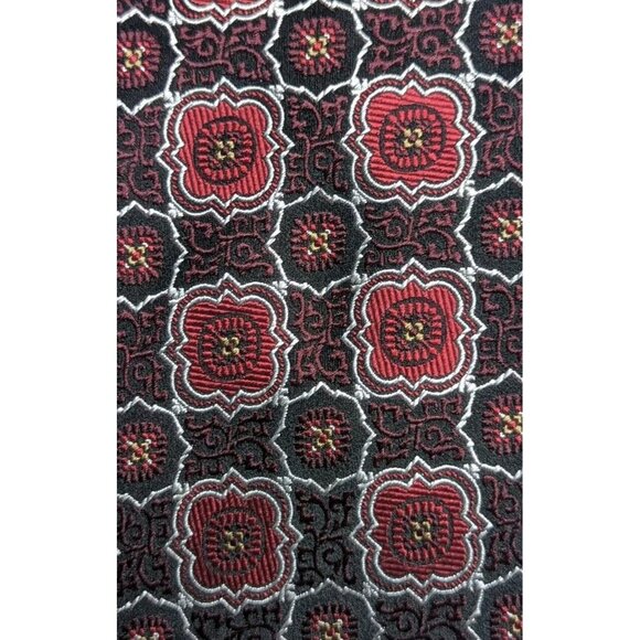 Bachrach Men's 100% Silk Geometric Tie Made in Italy Red Black - Picture 2 of 7